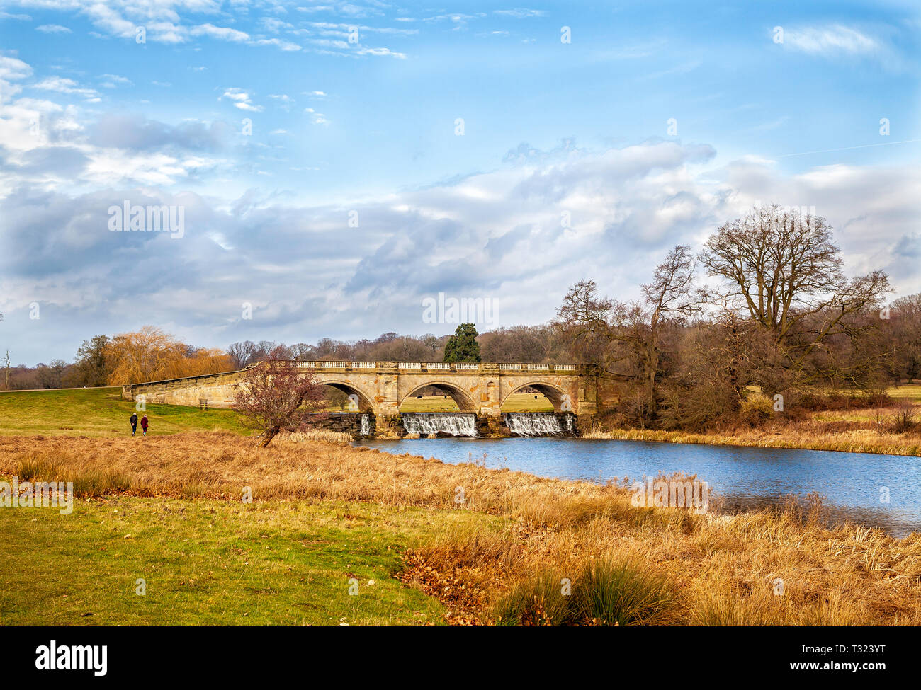 View of Bridge at Kedlestone Hall, Kedlestone, Derbyshire, England Stock Photo