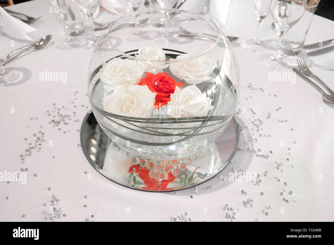 Beautiful wedding table decoration for wedding reception guests Stock ...
