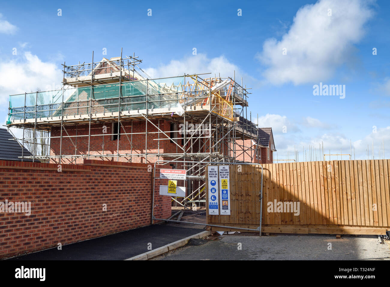 New Building Construction Site Affordable Homes. Stock Photo