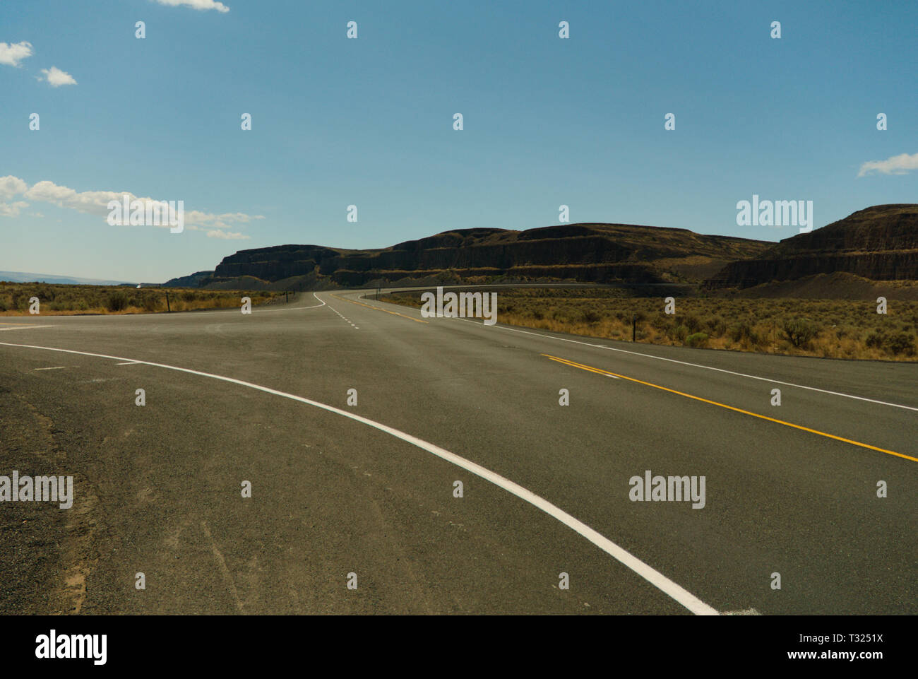 A lonely highway in the southern Okanagan in British Columbia, Canada Stock Photo