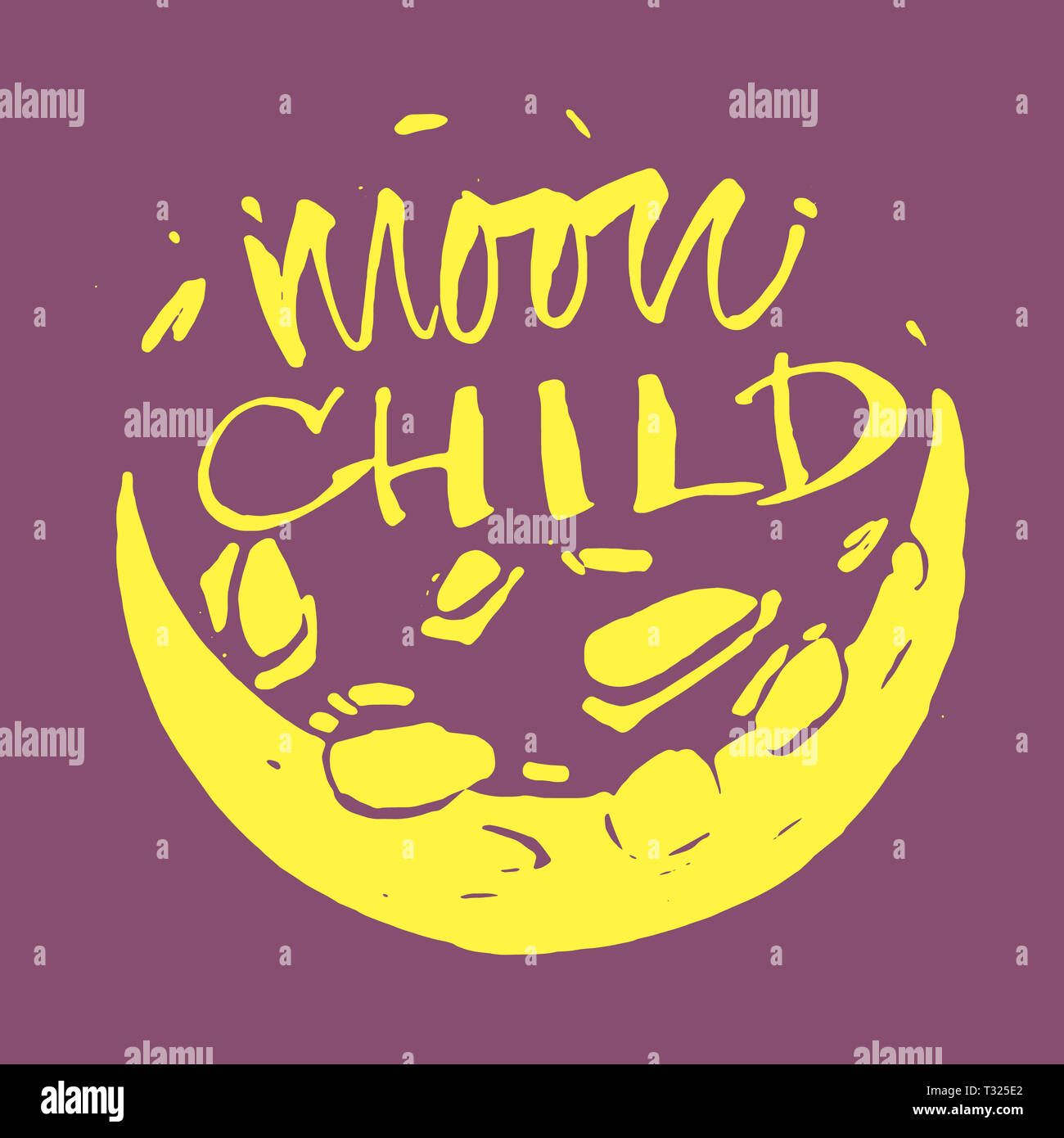 Child's inscription of the moon. Can be printed on greeting cards ...