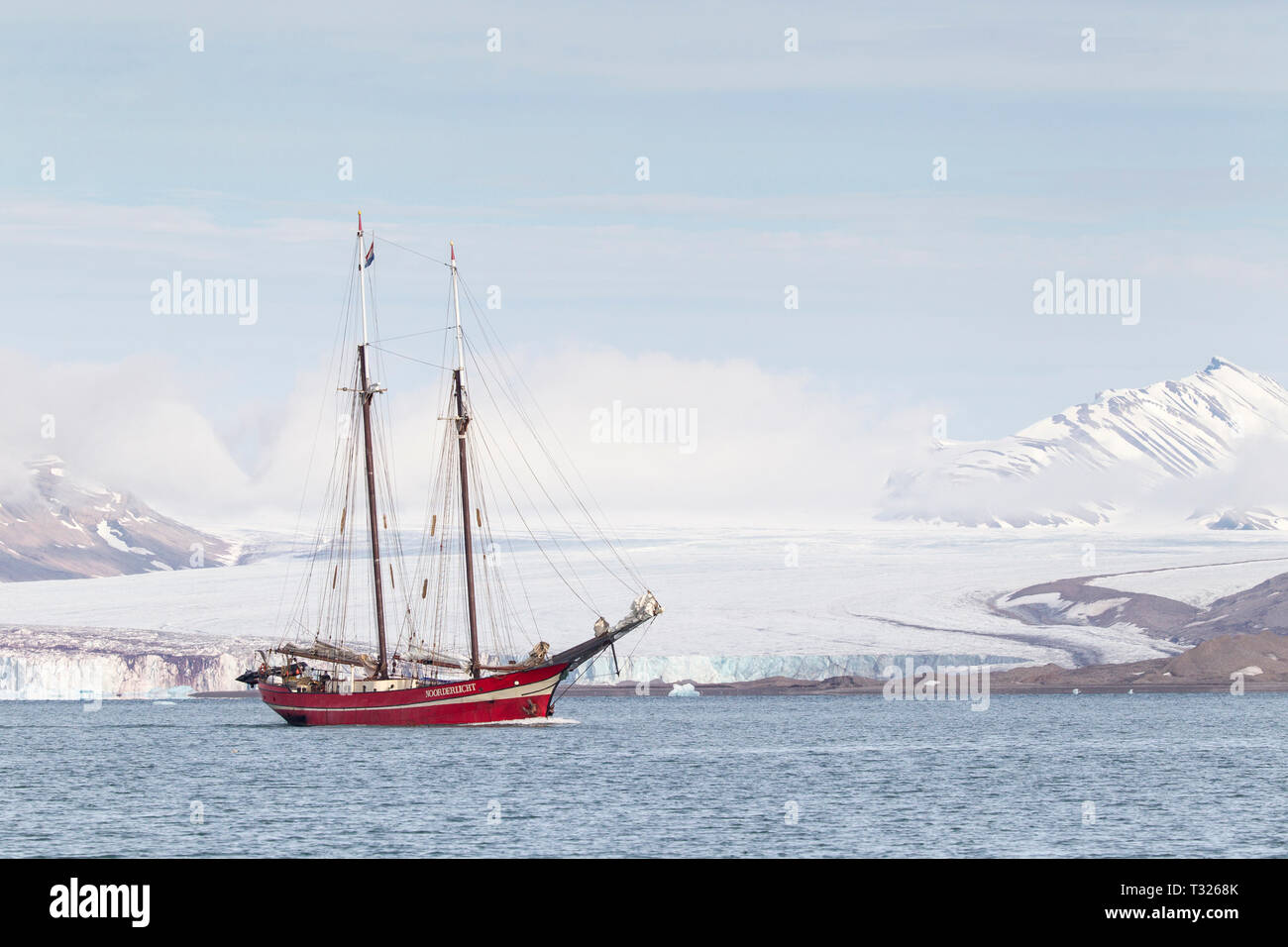 Cruise Sail Boat S/V Noorderlicht, Spitsbergen, Arctic Ocean, Norway Stock Photo