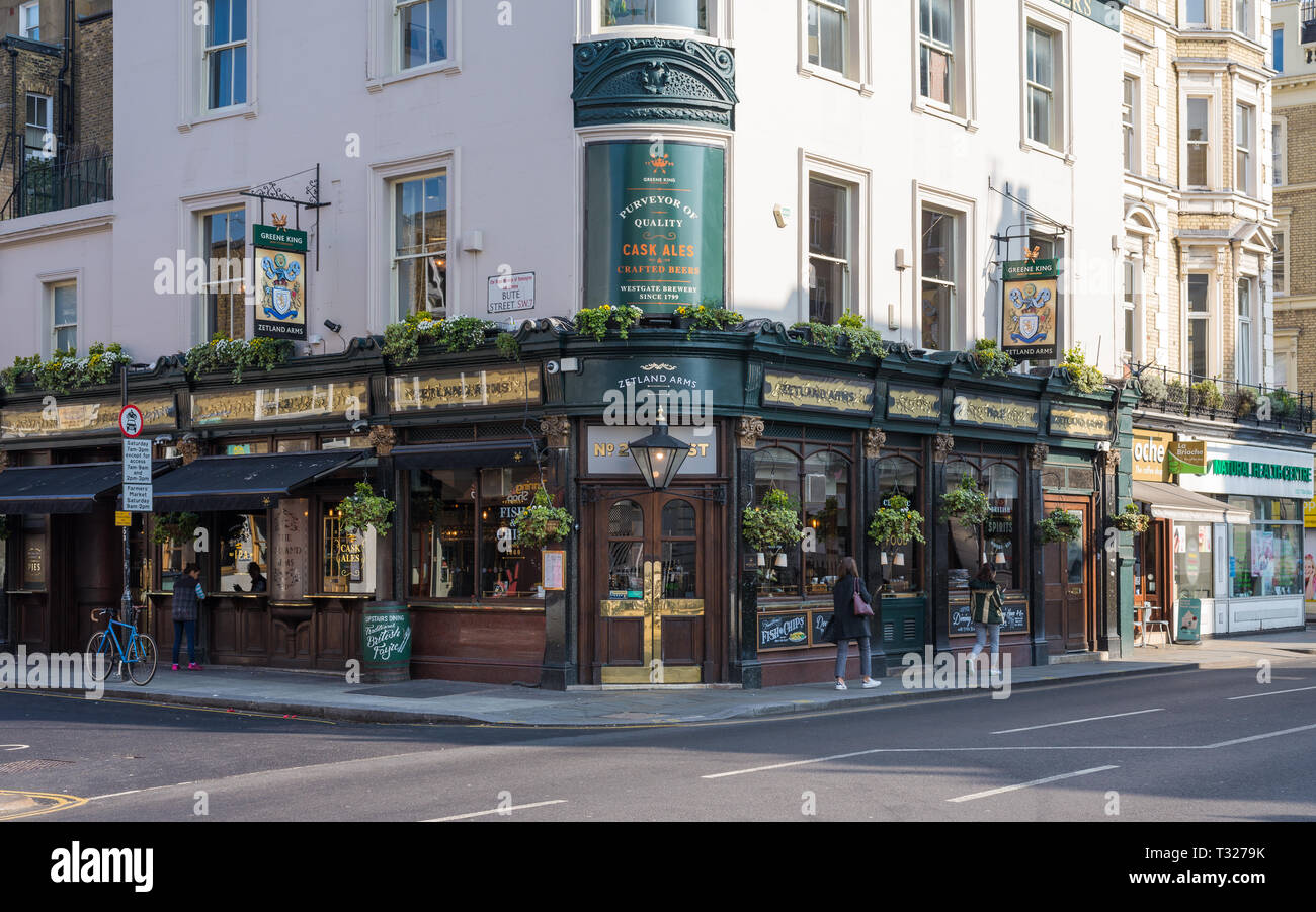 Zetland Arms public house and restaurant in Bute Street, Kensington and Chelsea, London, England, UK Stock Photo