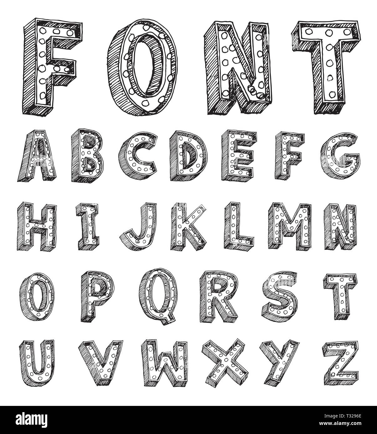 Hand drawn alphabet. vector Stock Vector Image & Art - Alamy