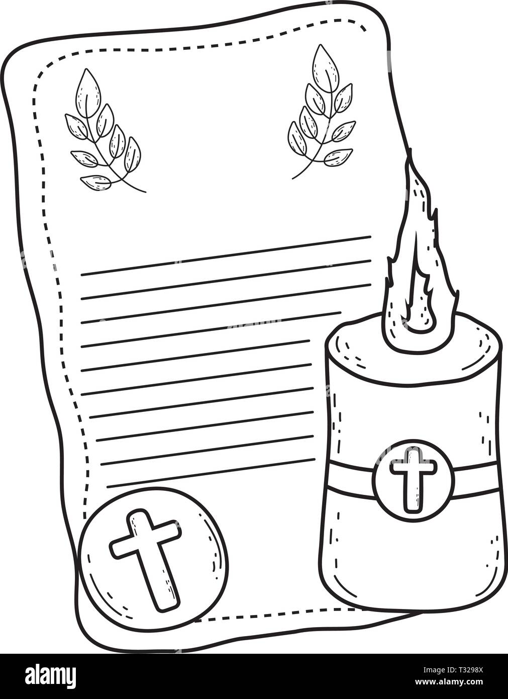 Paschal candle sacred icon vector illustration design Stock Vector