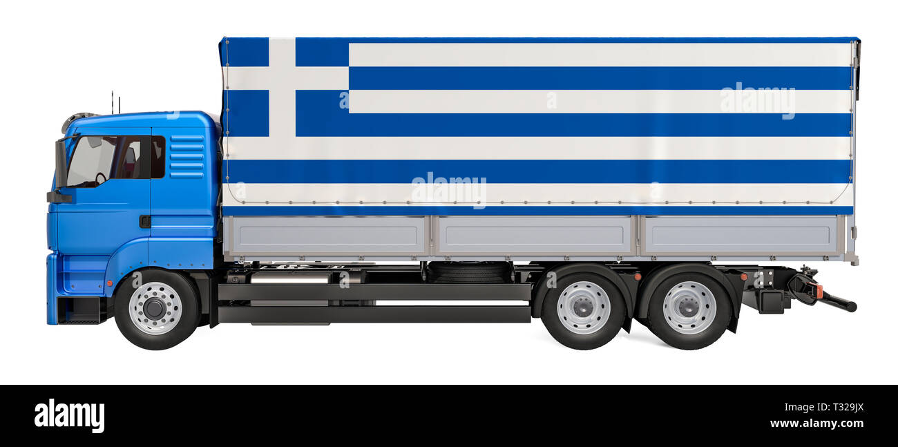 Cargo Delivery in Greece, 3D rendering isolated on white background Stock Photo