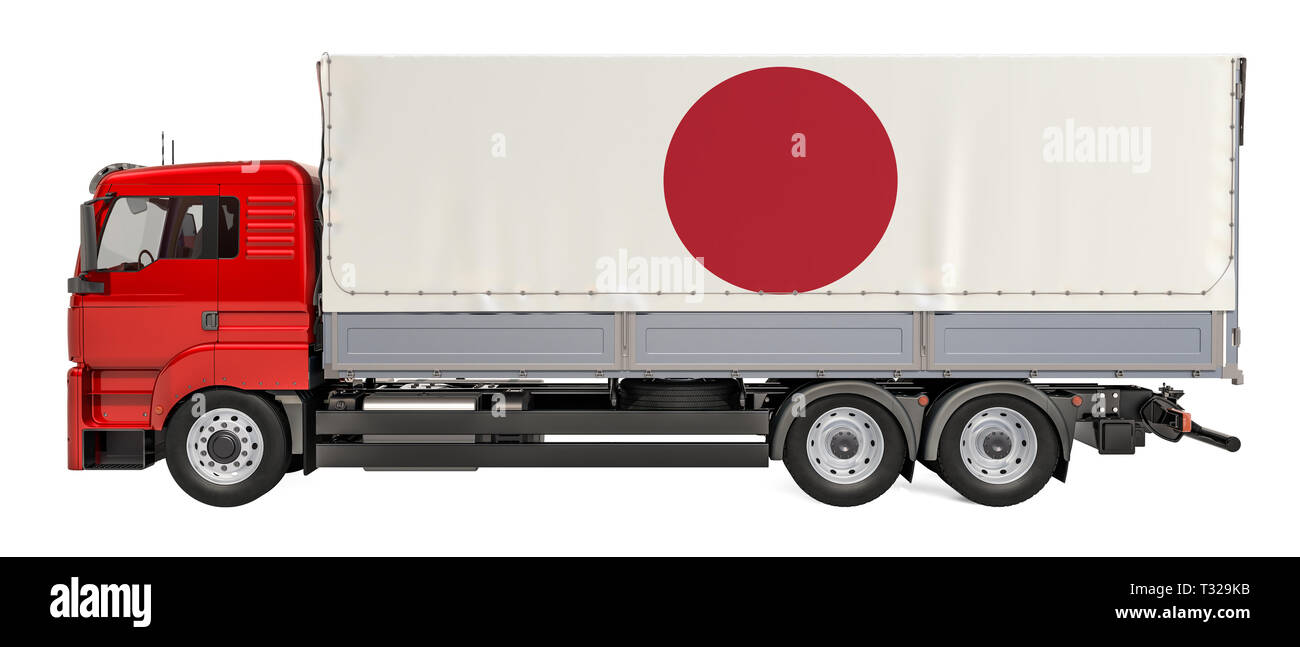 Cargo Delivery in Japan, 3D rendering isolated on white background