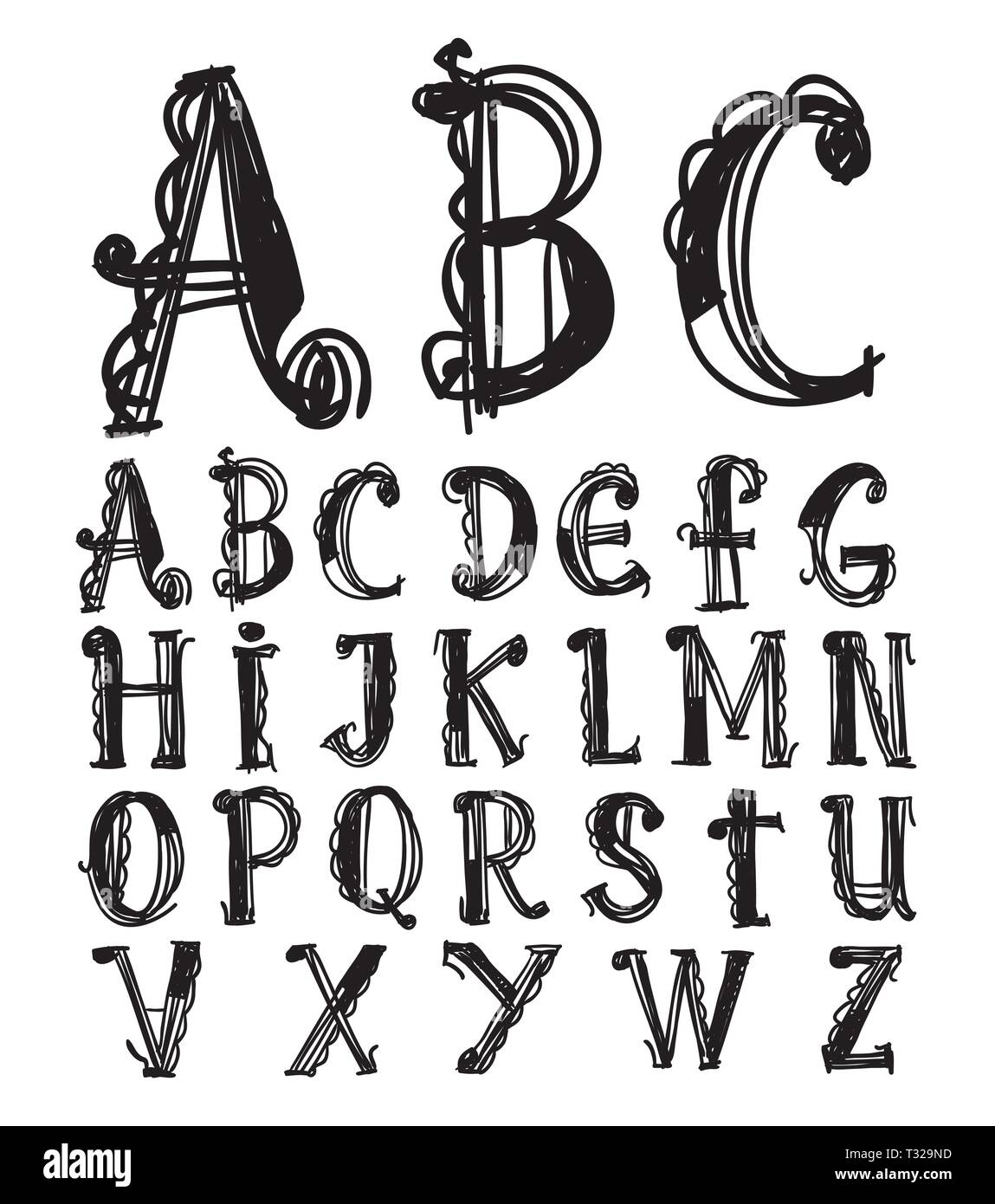 Hand drawn alphabet. vector Stock Vector Image & Art - Alamy