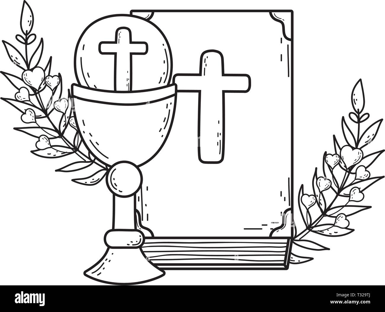 sacred chalice with holy bible vector illustration design Stock Vector ...