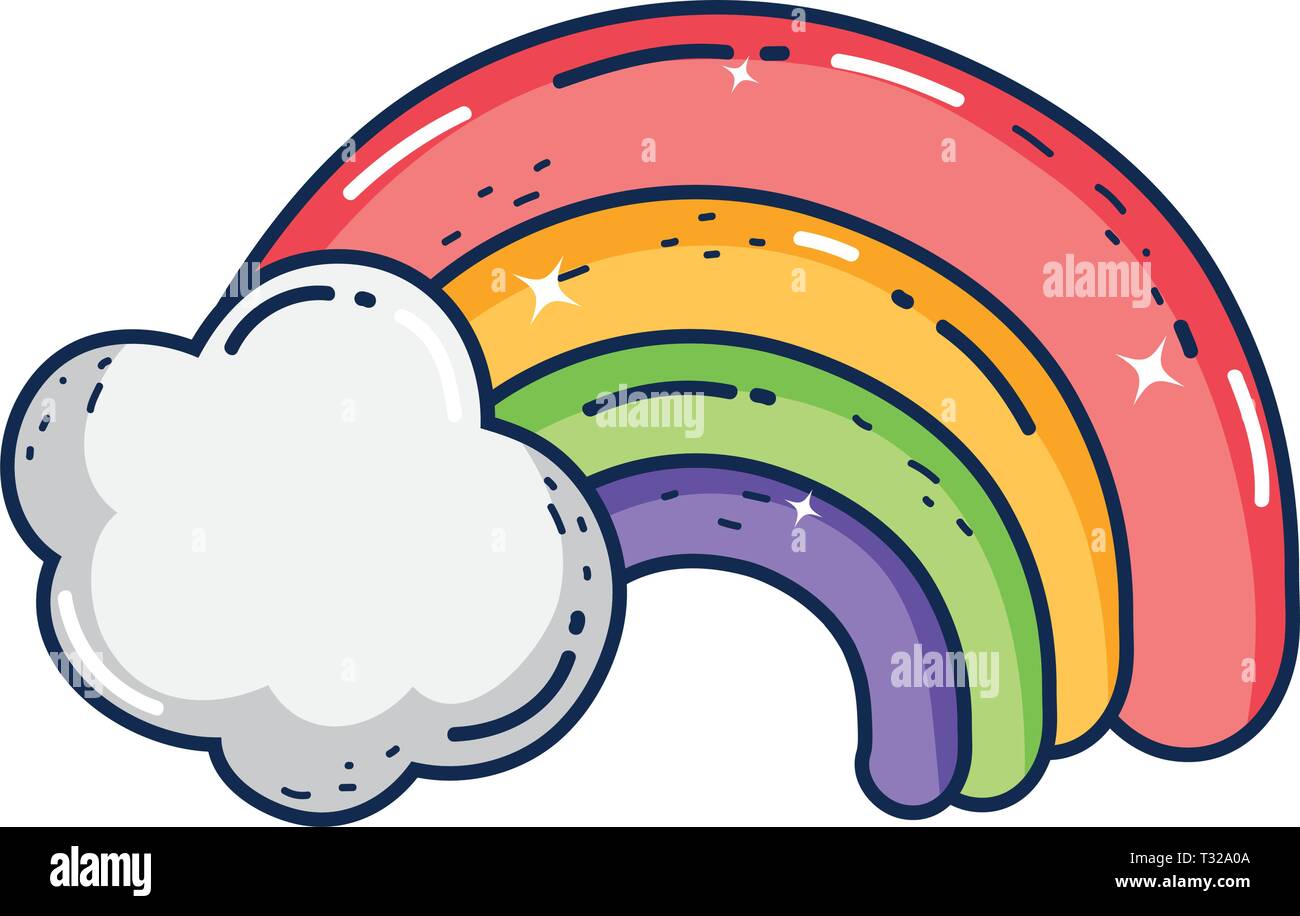 cute rainbow with clouds vector illustration design Stock Vector Image ...