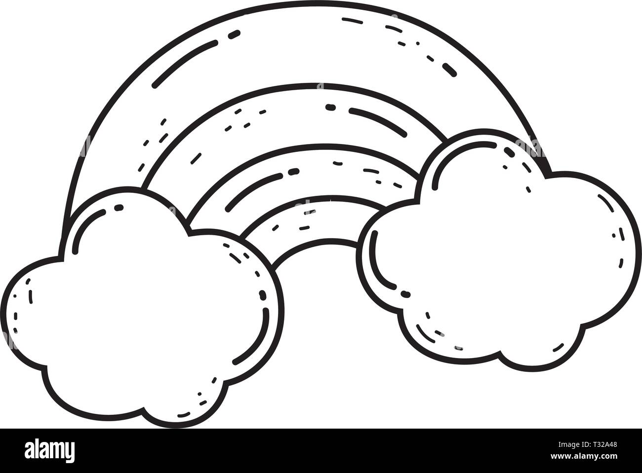 cute rainbow with clouds vector illustration design Stock Vector Image ...
