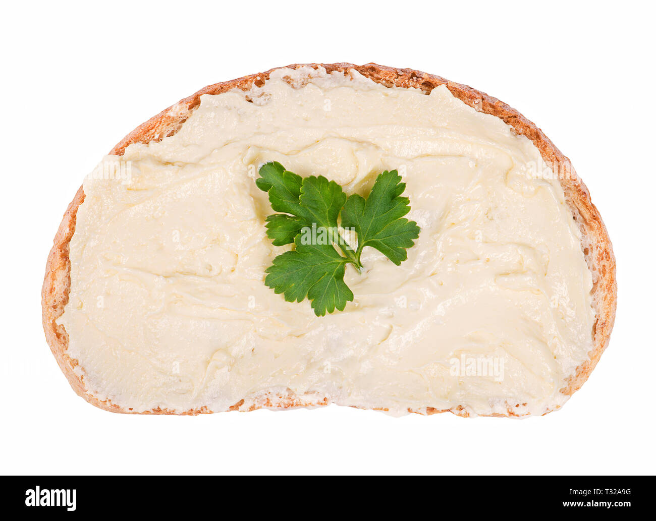 Slice of bread spread with butter Stock Photo Alamy