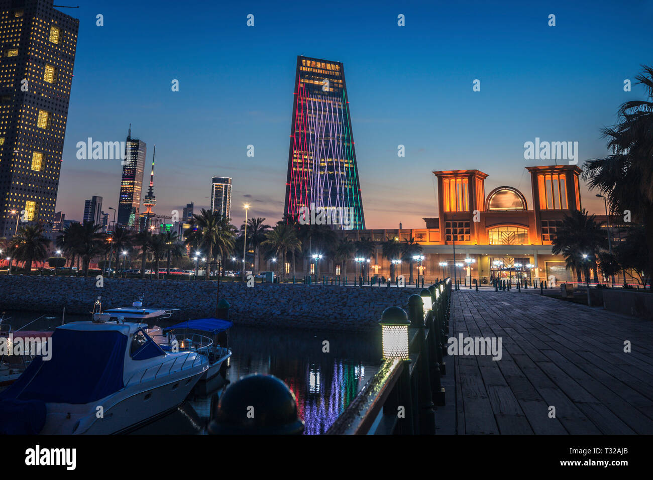 Skyline of Kuwait City at evening. Kuwait City, Kuwait Stock Photo Alamy