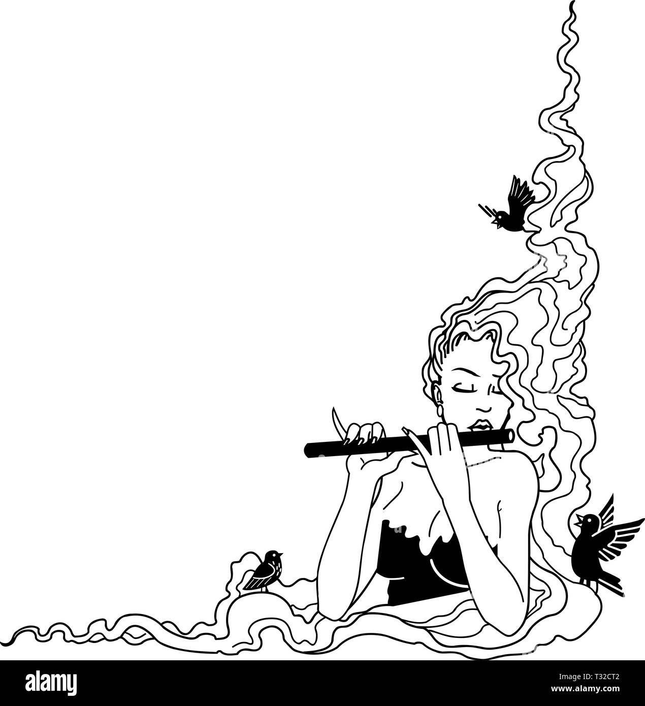 Flute Player Vector Illustration Stock Vector Image & Art Alamy