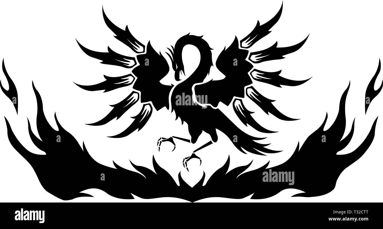 Phoenix Rising from Flames Vector Illustration Stock Vector