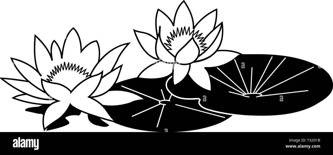 Black And White Lily Pad Clipart