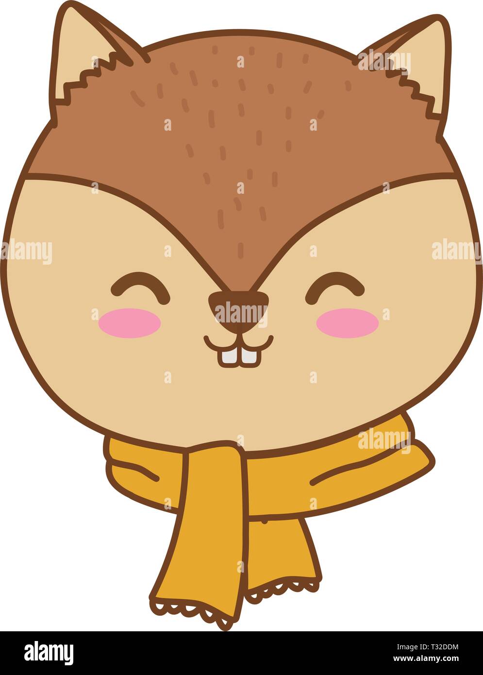 cute little animal squirrel face cartoon vector illustration graphic design Stock Vector Image