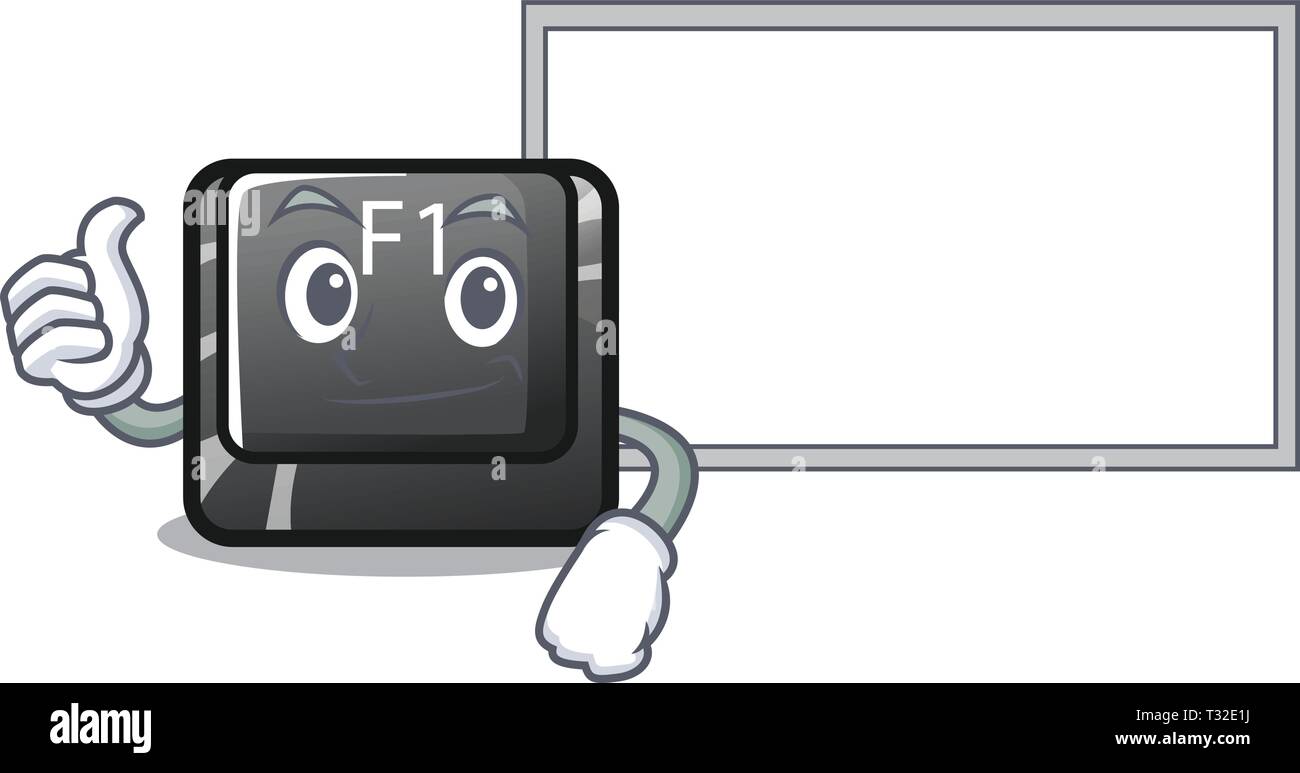 Thumbs up with board button f1 isolated in the mascot Stock Vector ...
