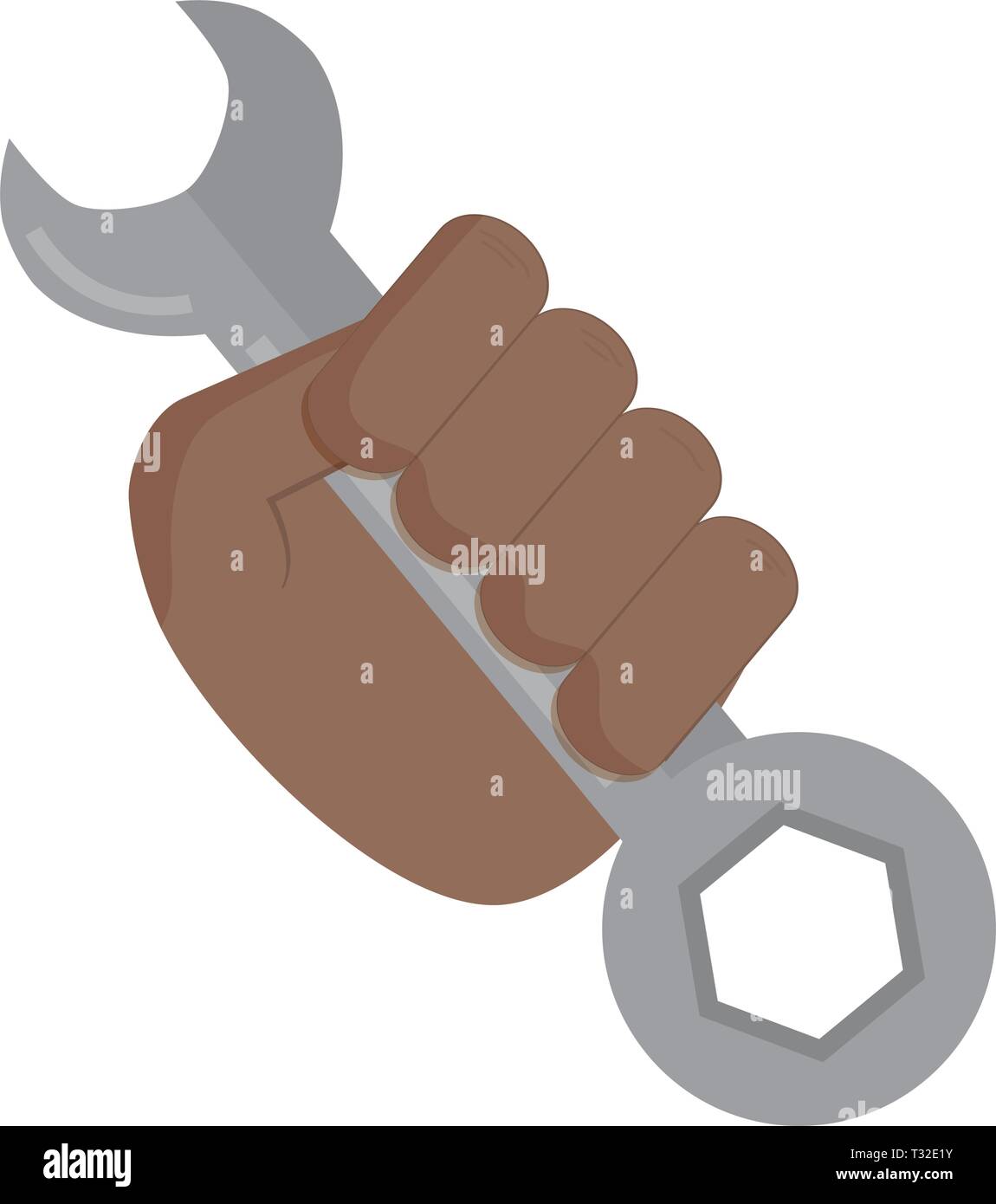 hand with wrench key tool vector illustration design Stock Vector Image