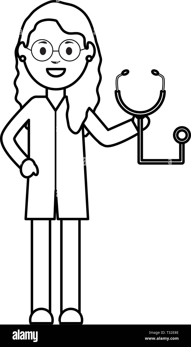 professional female doctor with stethoscope vector illustration design ...