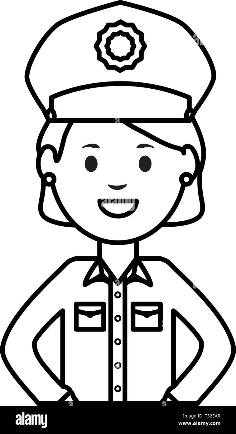 Woman Police Officer In Uniform Character Portrait Vector Illustration  Sketch Stock Photo, Picture and Royalty Free Image. Image 105361726.
