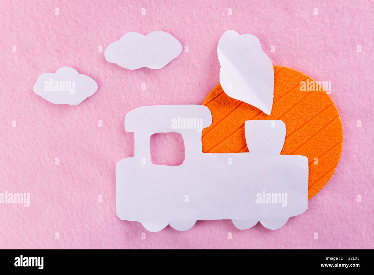train on pink background. travel concept image Stock Photo