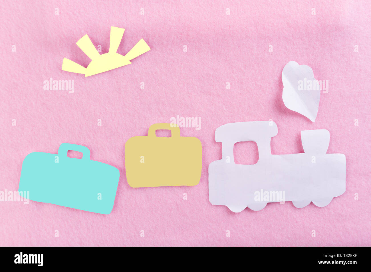 train on pink background. travel concept image Stock Photo