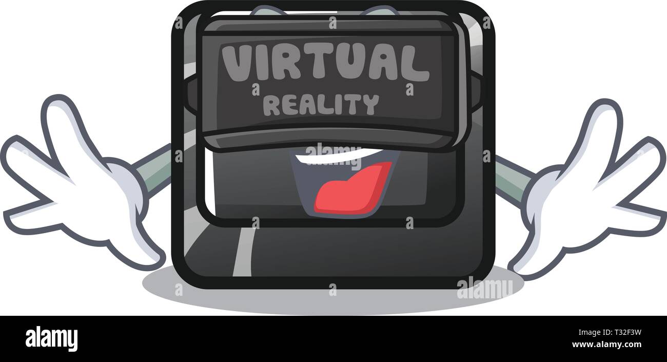 Virtual reality button page down shape the mascot Stock Vector