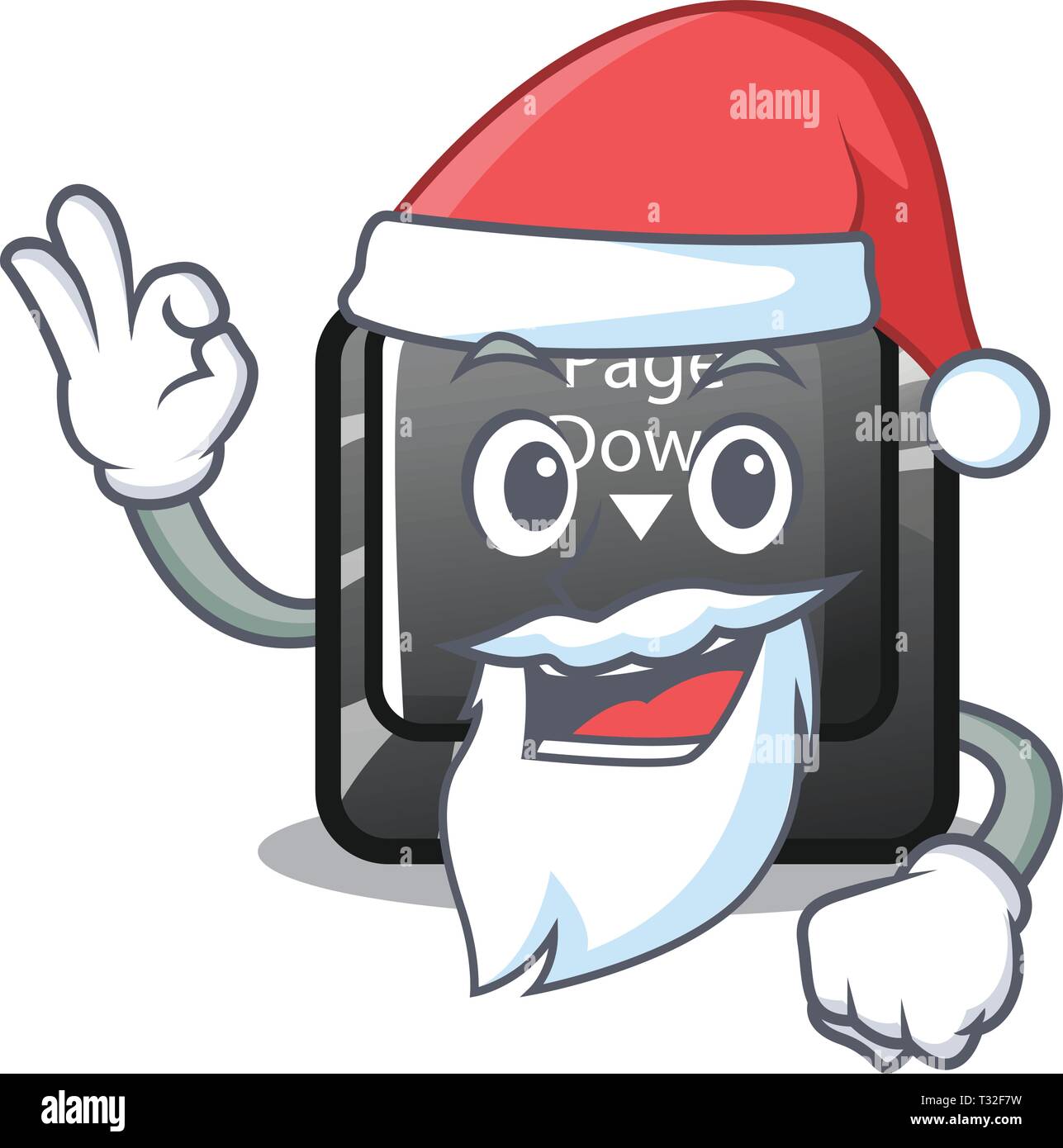 Santa button page down installed on cartoon Stock Vector