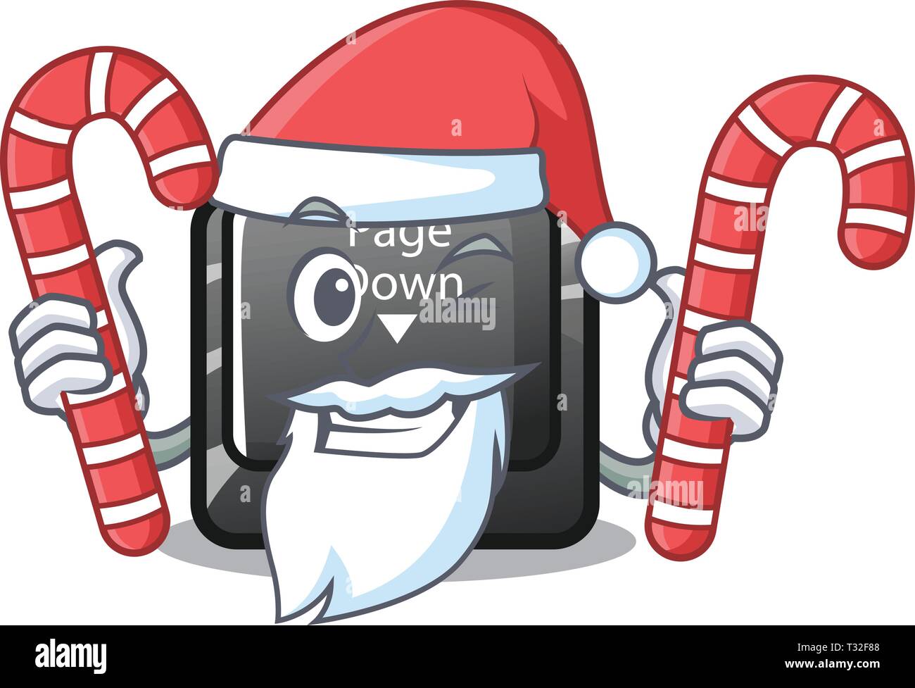 Santa with candy button page down installed on cartoon Stock Vector
