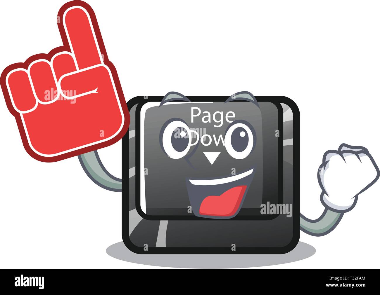 Foam finger button page down installed on cartoon Stock Vector Image ...