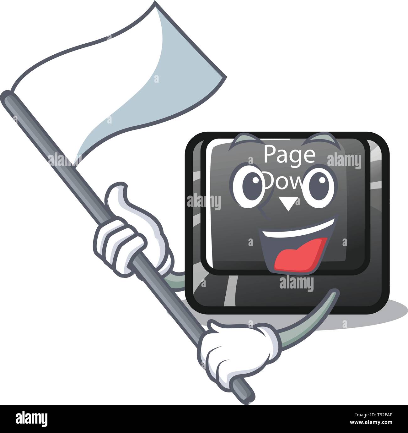 With flag button page down installed on cartoon Stock Vector