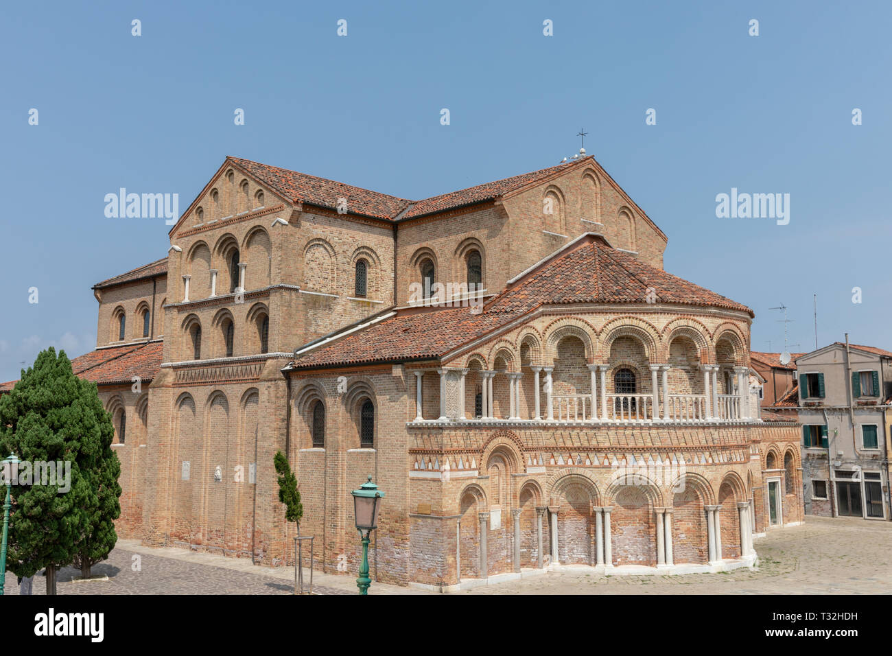 Murano, Venice, Italy - July 2, 2018: Panoramic view of Church of Santa Maria e San Donato is a religious edifice located in Murano. It is known for i Stock Photo