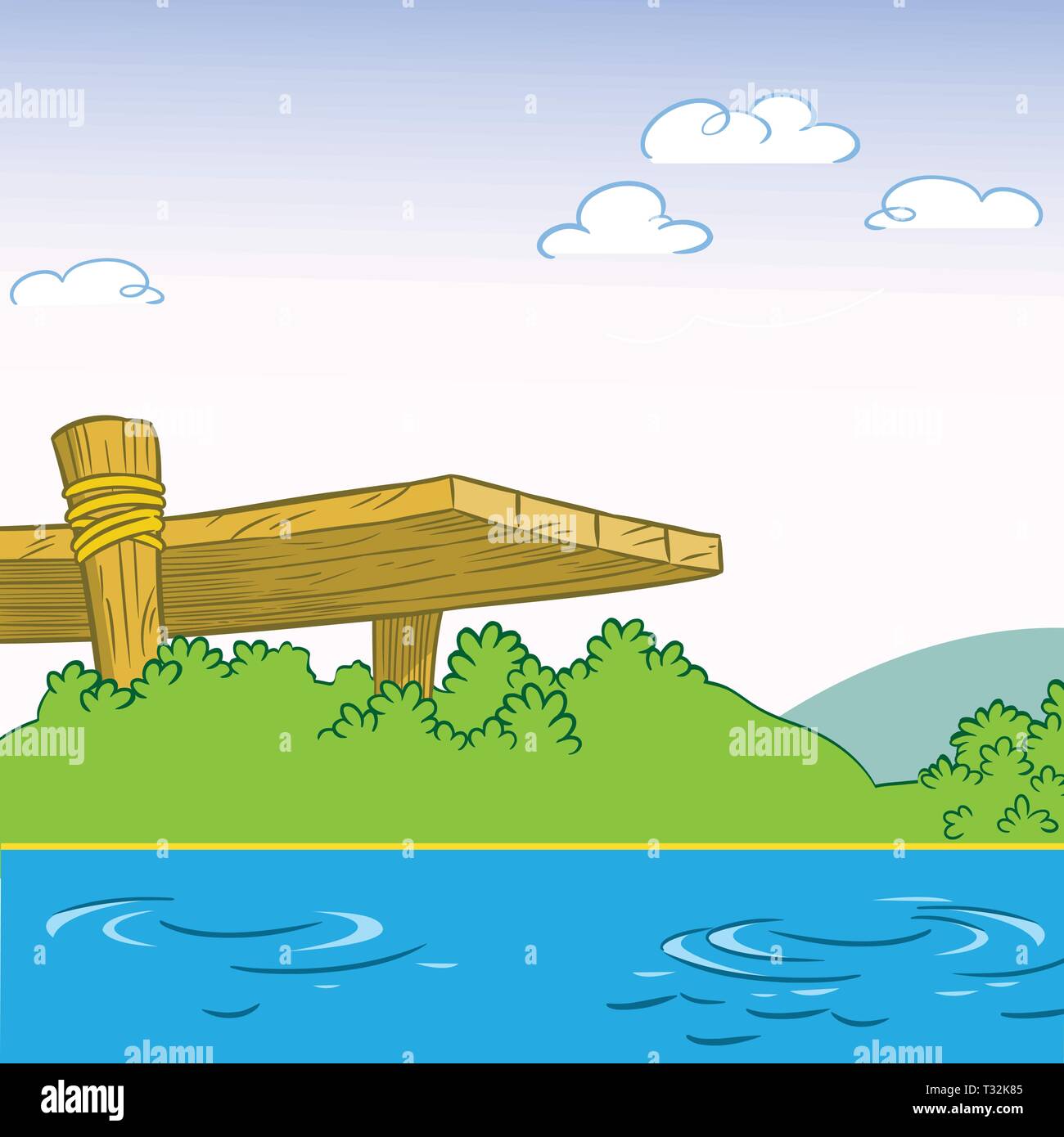 The illustration shows the background part of the river and a wooden bridge. Illustration done in cartoon style Stock Vector Image & Art - Alamy The illustration shows the background part of the river and a wooden bridge. Illustration done in cartoon style Stock Vector Image & Art - Alamy