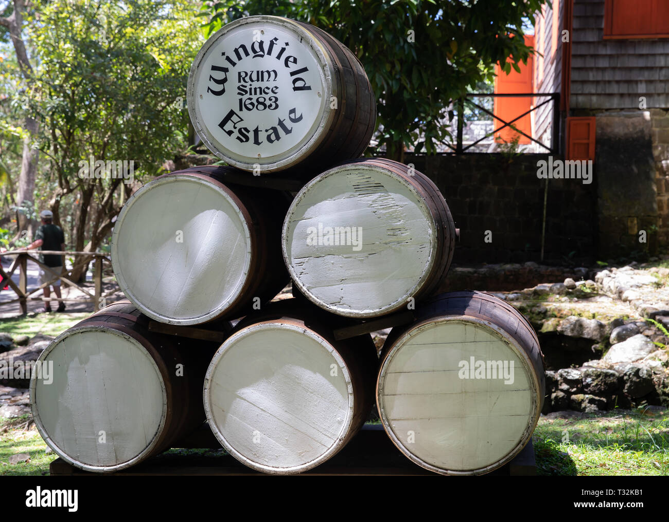 Wingfield Estates wooden oak Barrels in St Kitts, a Caribbean Island