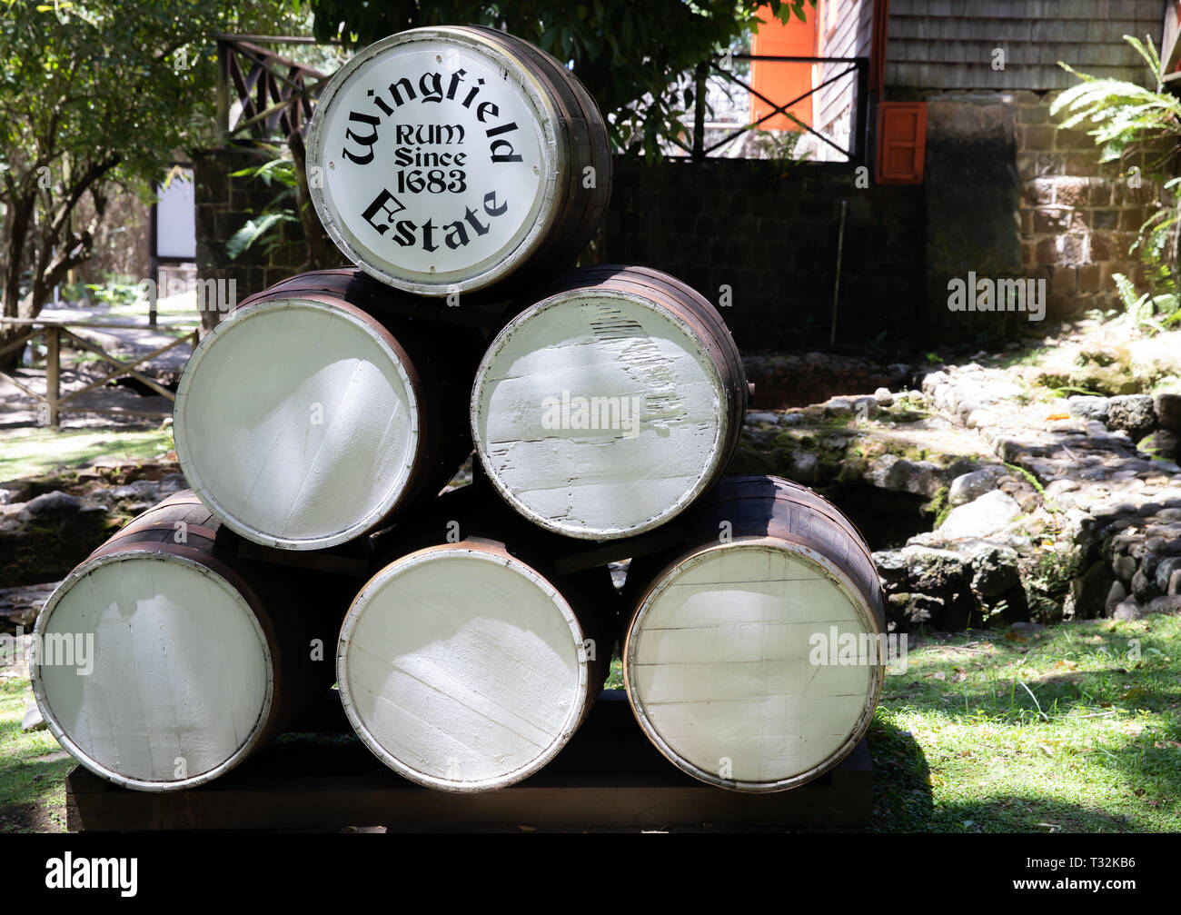Wingfield Estates wooden oak Barrels in St Kitts, a Caribbean Island