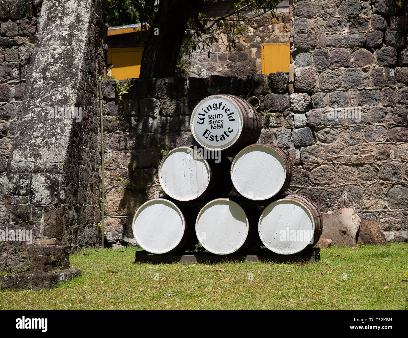 Wingfield Estates wooden oak Barrels in St Kitts, a Caribbean Island