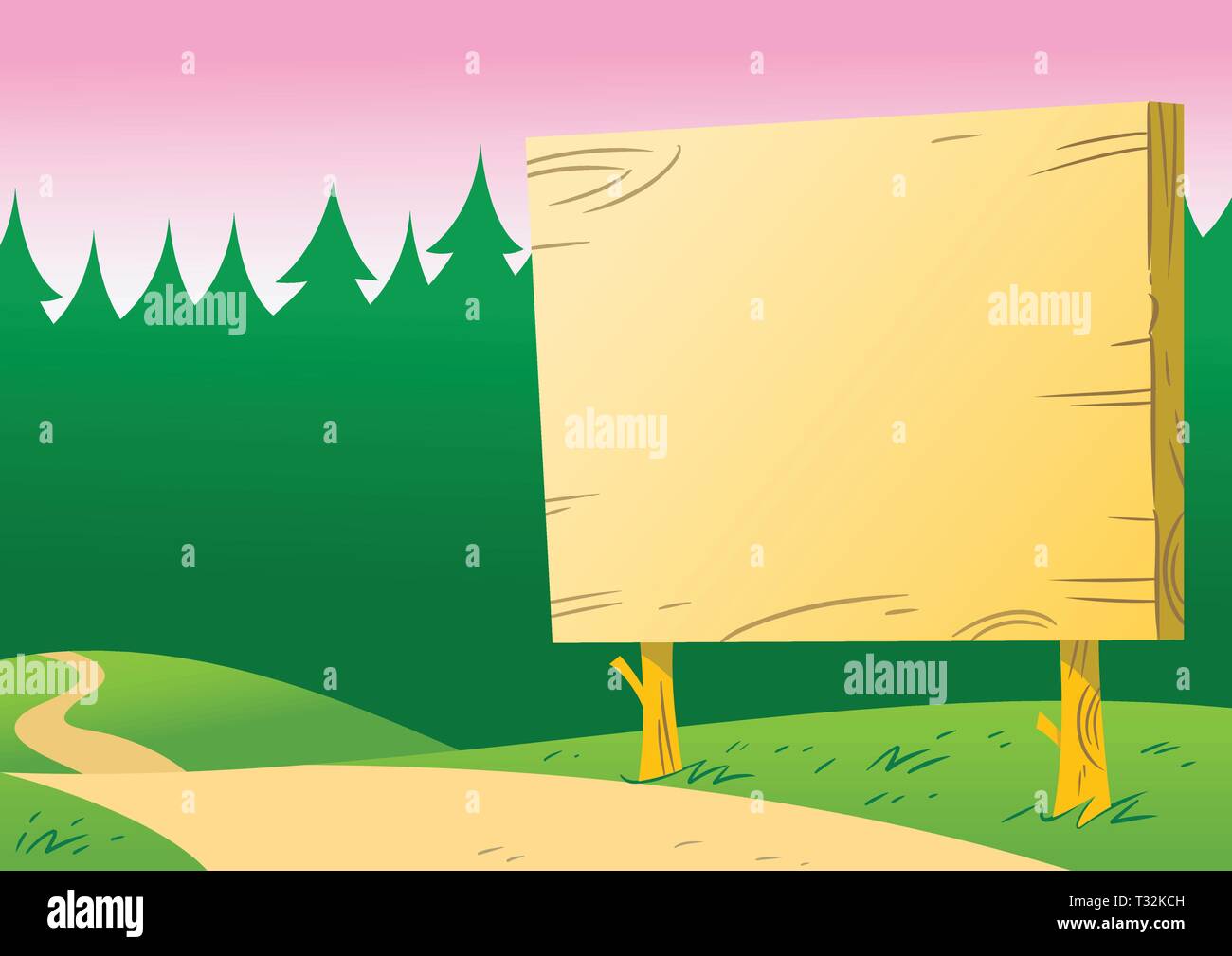 pics Bulletin Board Background Cartoon https www alamy com the illustration shows a bulletin board near the road on backgrounds a forest illustration done on separate layers in a cartoon style image242848273 html