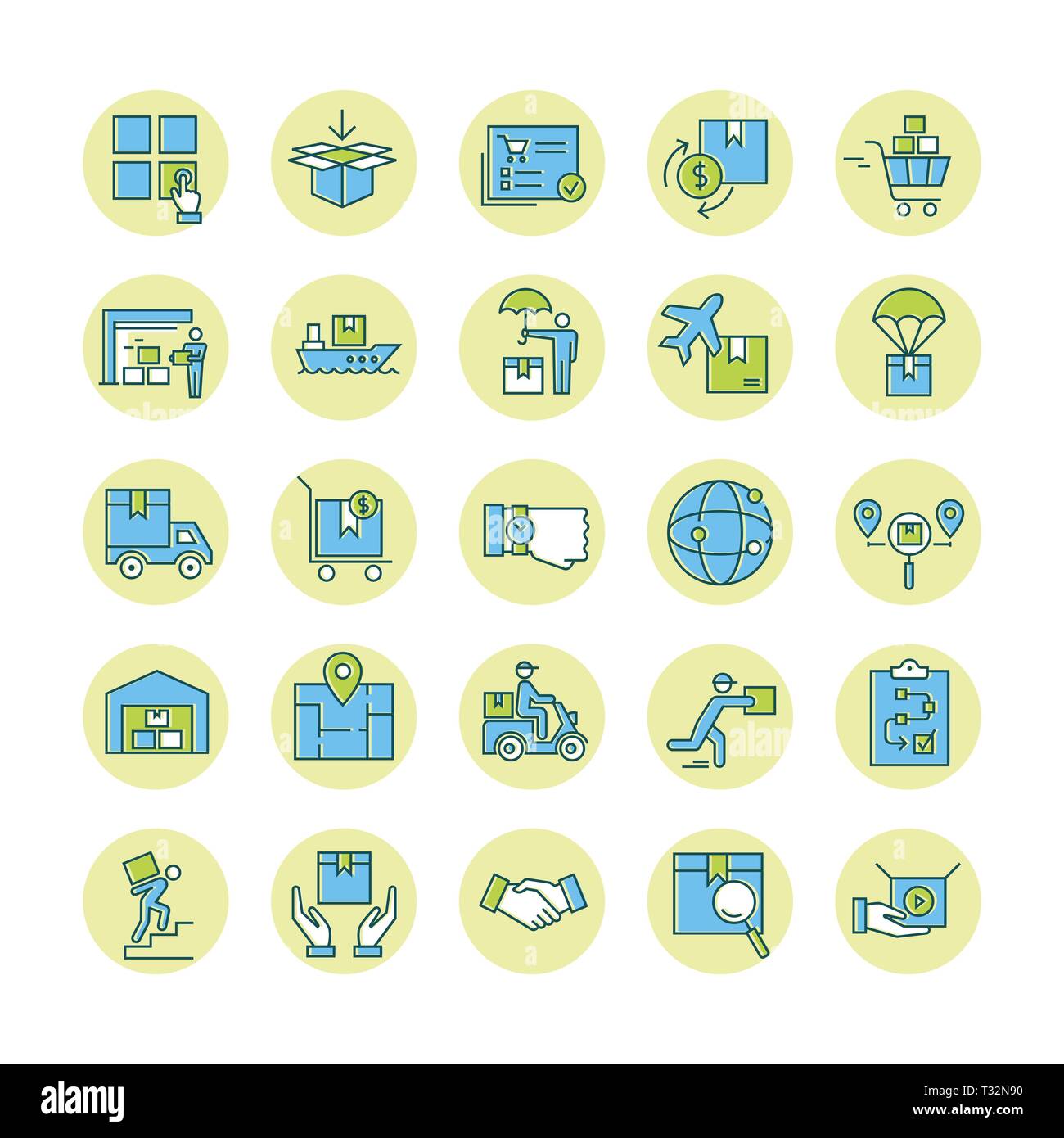 Colorful Isolated on white background fast delivery logistic icons big ...