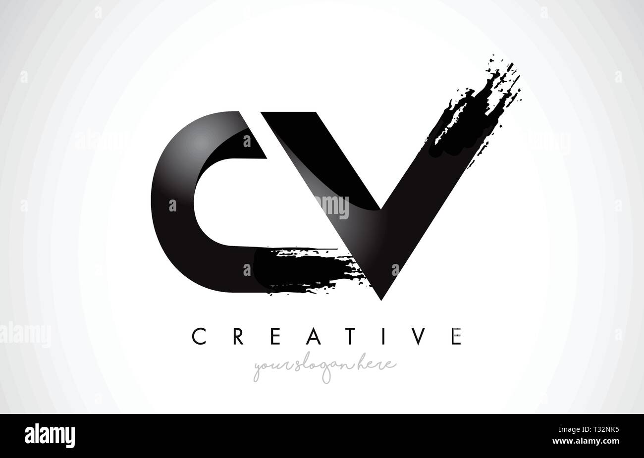 CV Letter Design with Brush Stroke and Modern 3D Look Vector ...