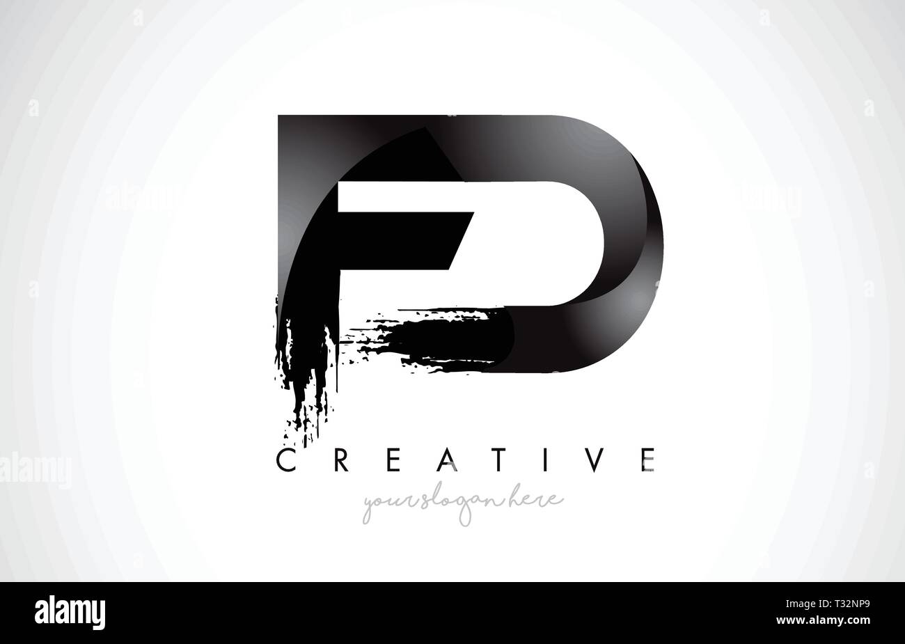 FD Letter Design with Brush Stroke and Modern 3D Look Vector ...