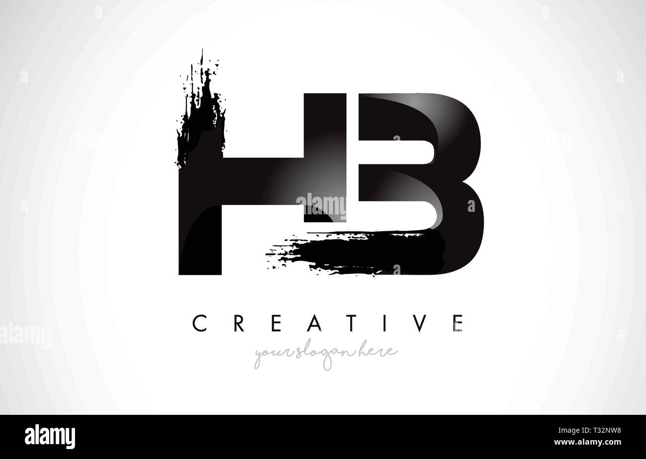 HB Letter Design with Brush Stroke and Modern 3D Look Vector ...