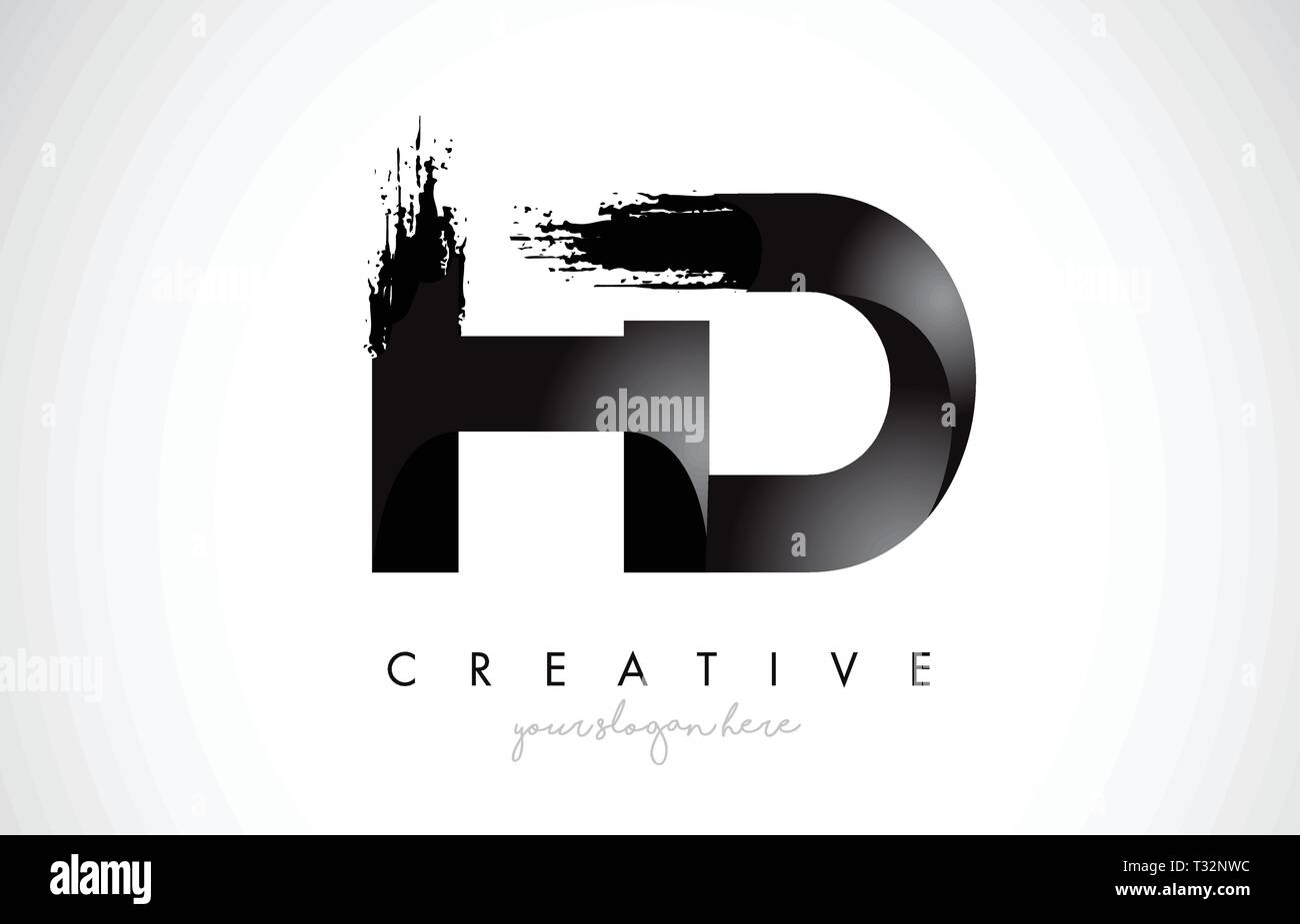 HD Letter Design with Brush Stroke and Modern 3D Look Vector ...