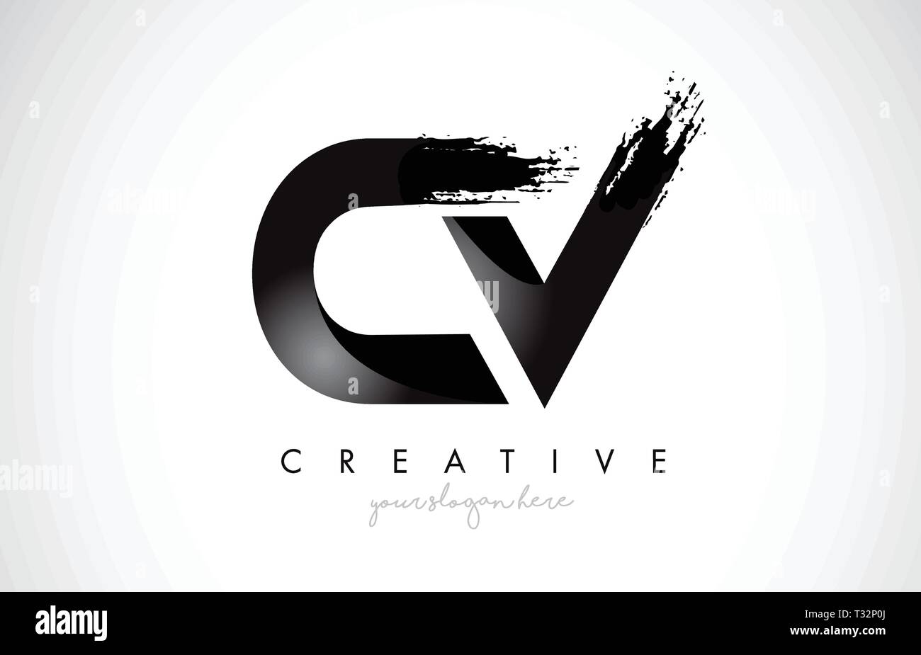 CV Letter Design with Brush Stroke and Modern 3D Look Vector ...