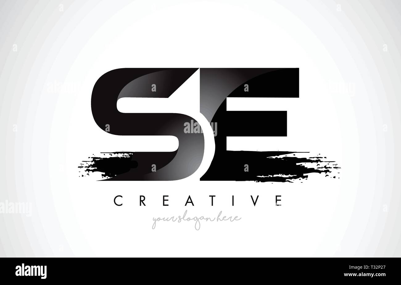SE Letter Design with Brush Stroke and Modern 3D Look Vector Illustration. Stock Vector