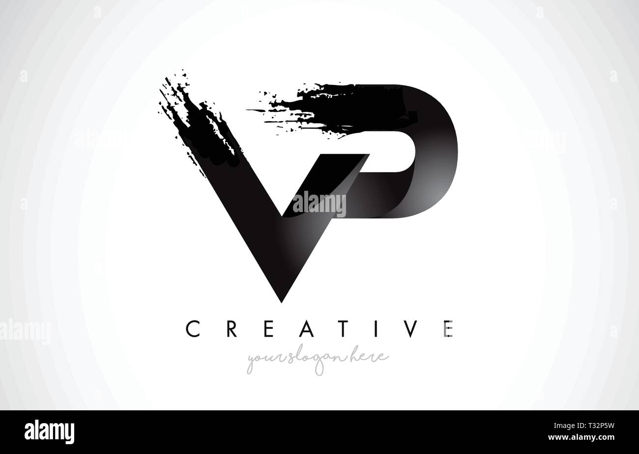 Vp Letter Design With Brush Stroke And Modern 3d Look Vector Illustration Stock Vector Image Art Alamy