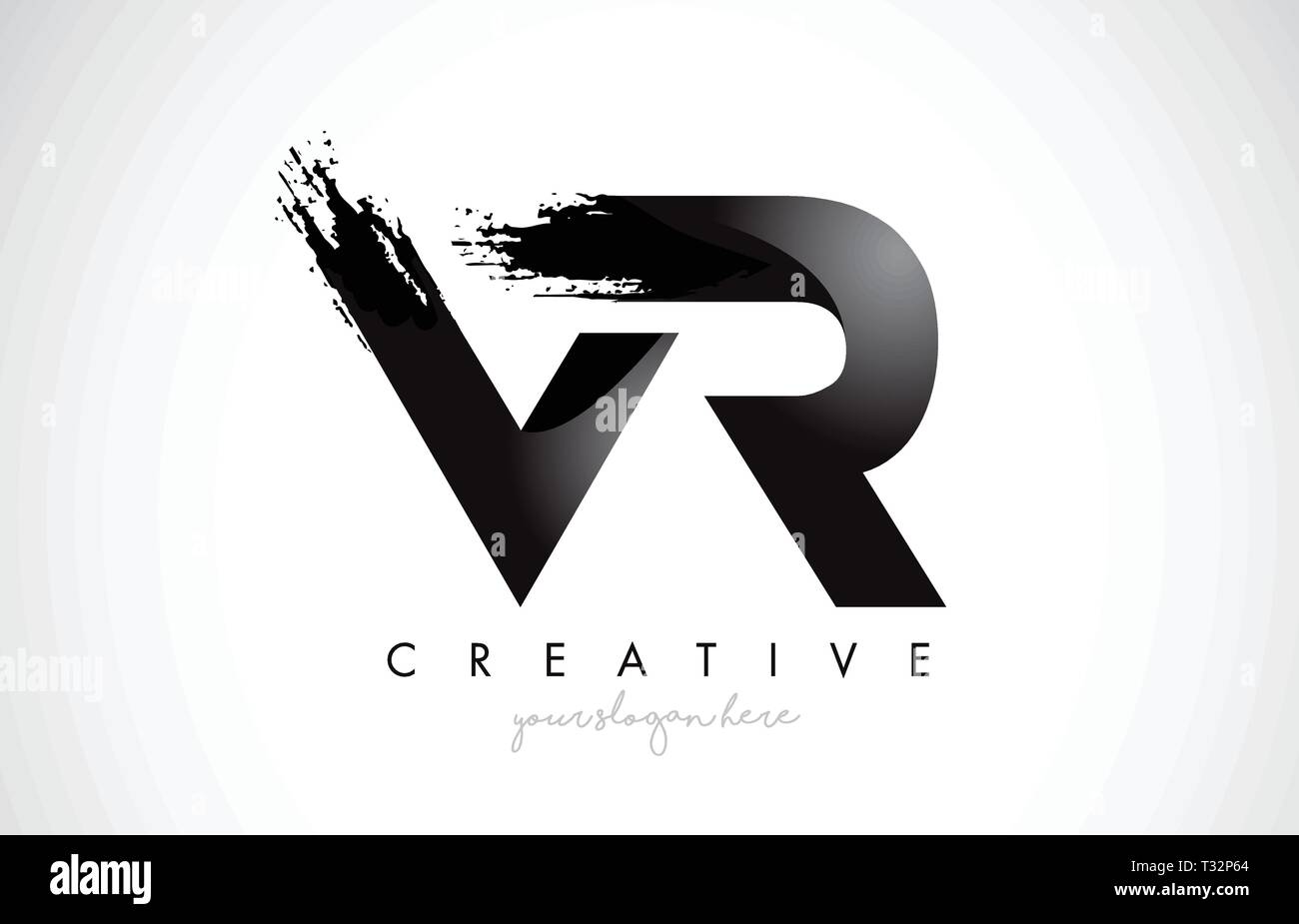 VR Letter Design with Brush Stroke and Modern 3D Look Vector ...