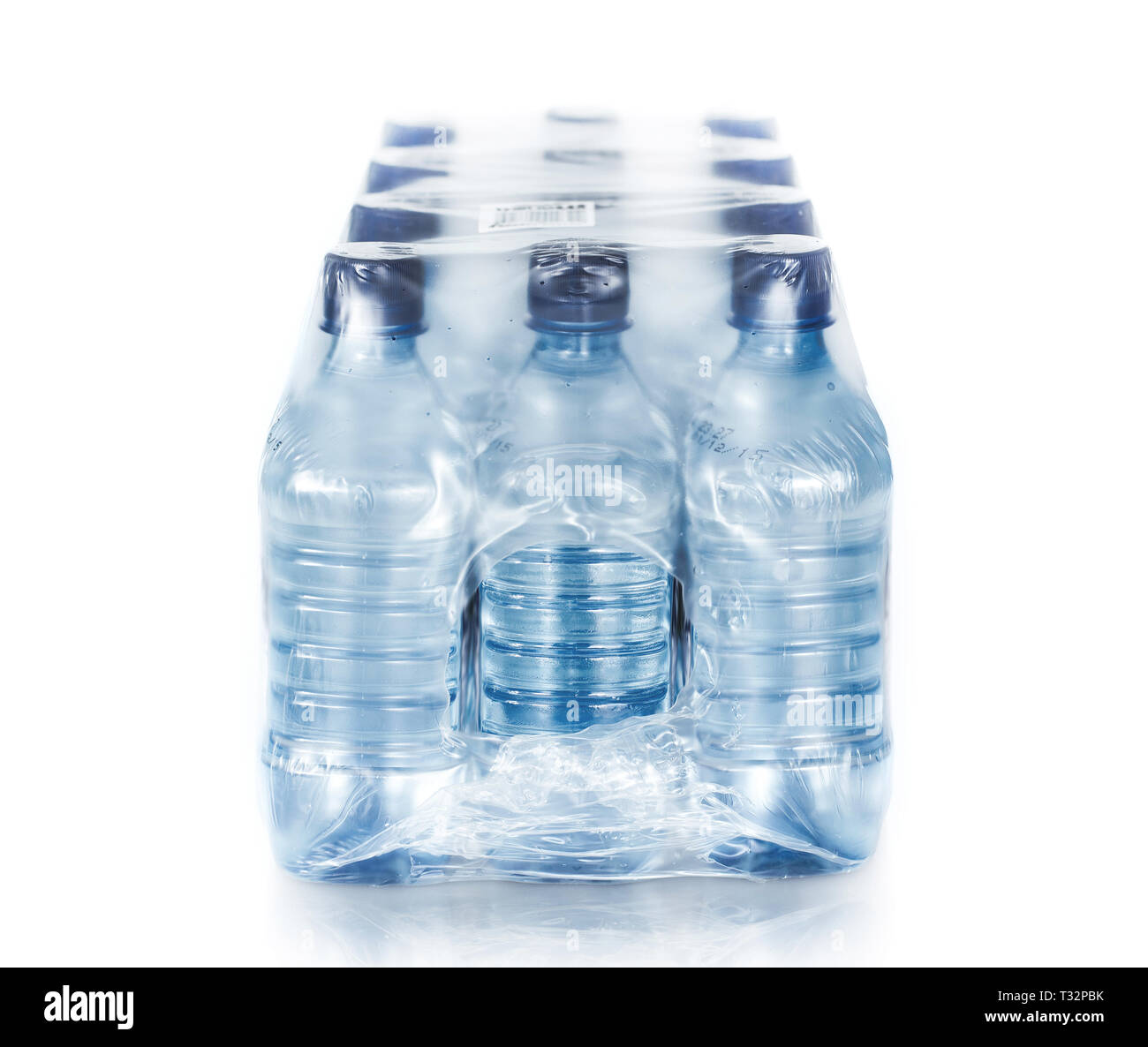 packed bottled water on white Stock Photo Alamy