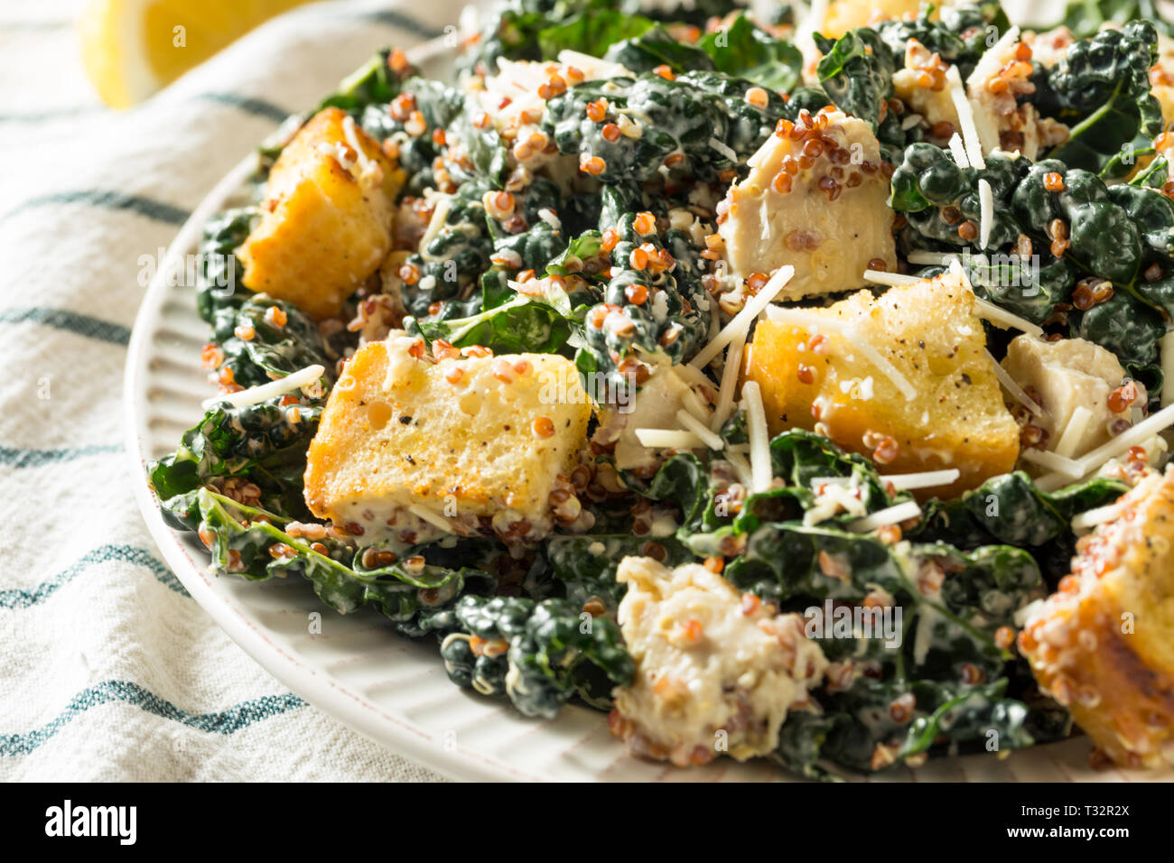 Homemade Kale Quinoa Caesar Salad with Cheese Stock Photo Alamy