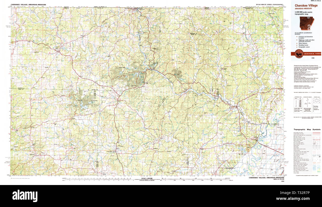 Usgs Topo Map Arkansas Ar Cherokee Village 260396 1983 100000